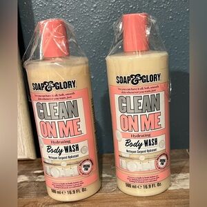Soap & Glory Clean On Me Body Wash X 2 Full Size 16.9 Oz Bottles Original Scent!